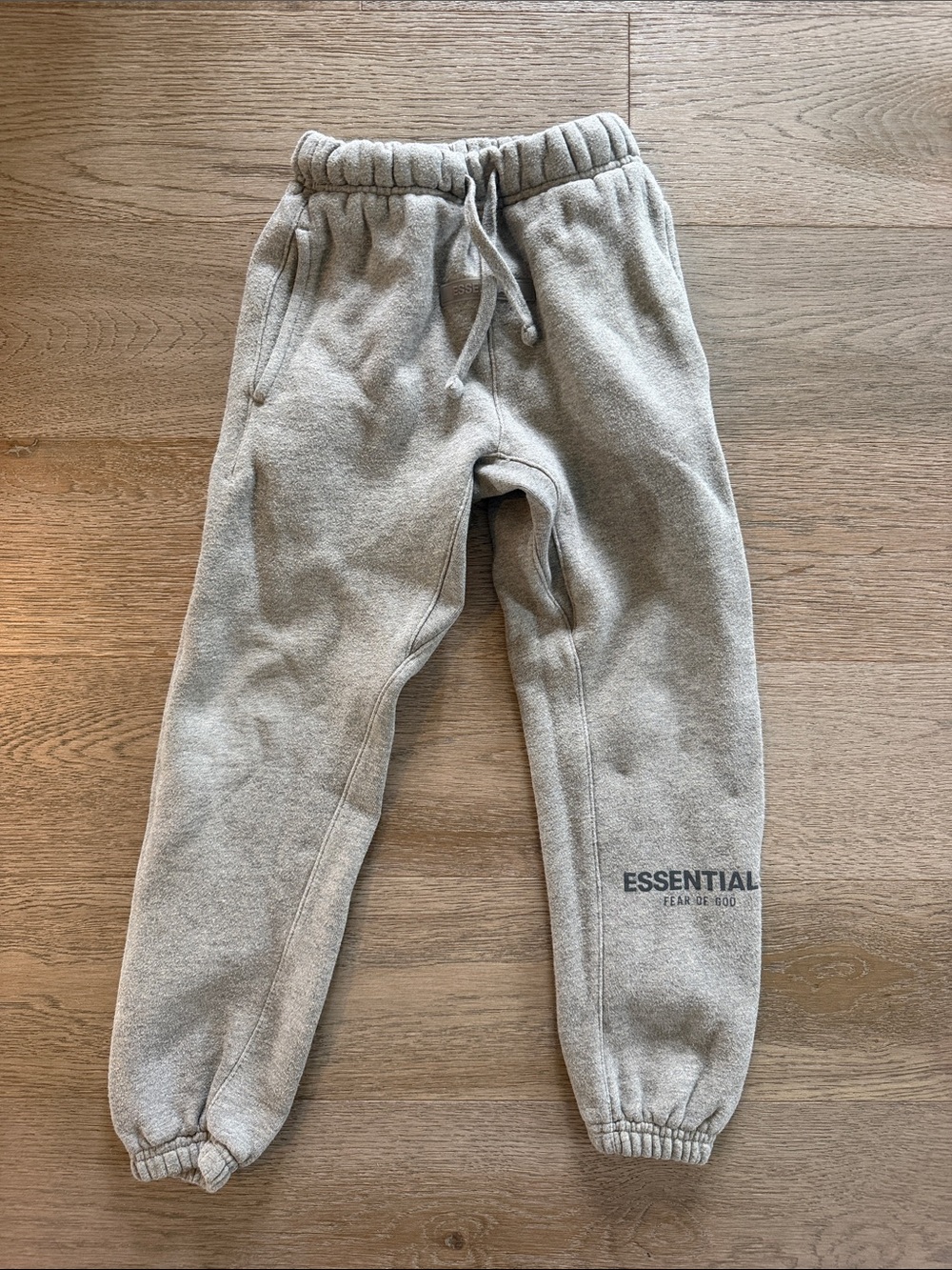 Essentials Kids Light Gray Fleece Joggers with Drawstring